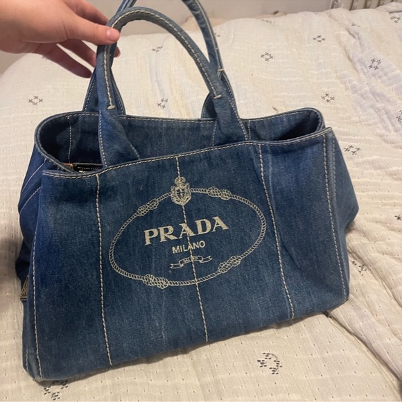 Authentic Prada Denim Tote Bag - Picture 2 of 3